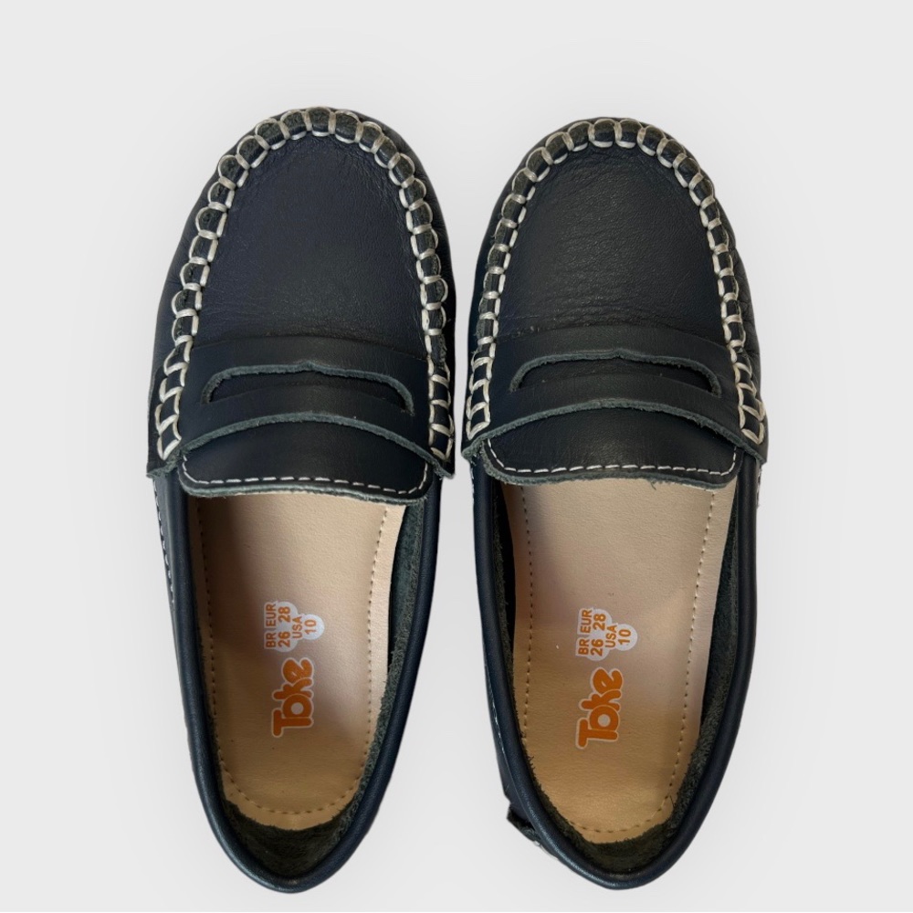COPY - COPY - Moccasin Kids Shoes Soft. Dark Blue Size 10 Boys. Brand Toke